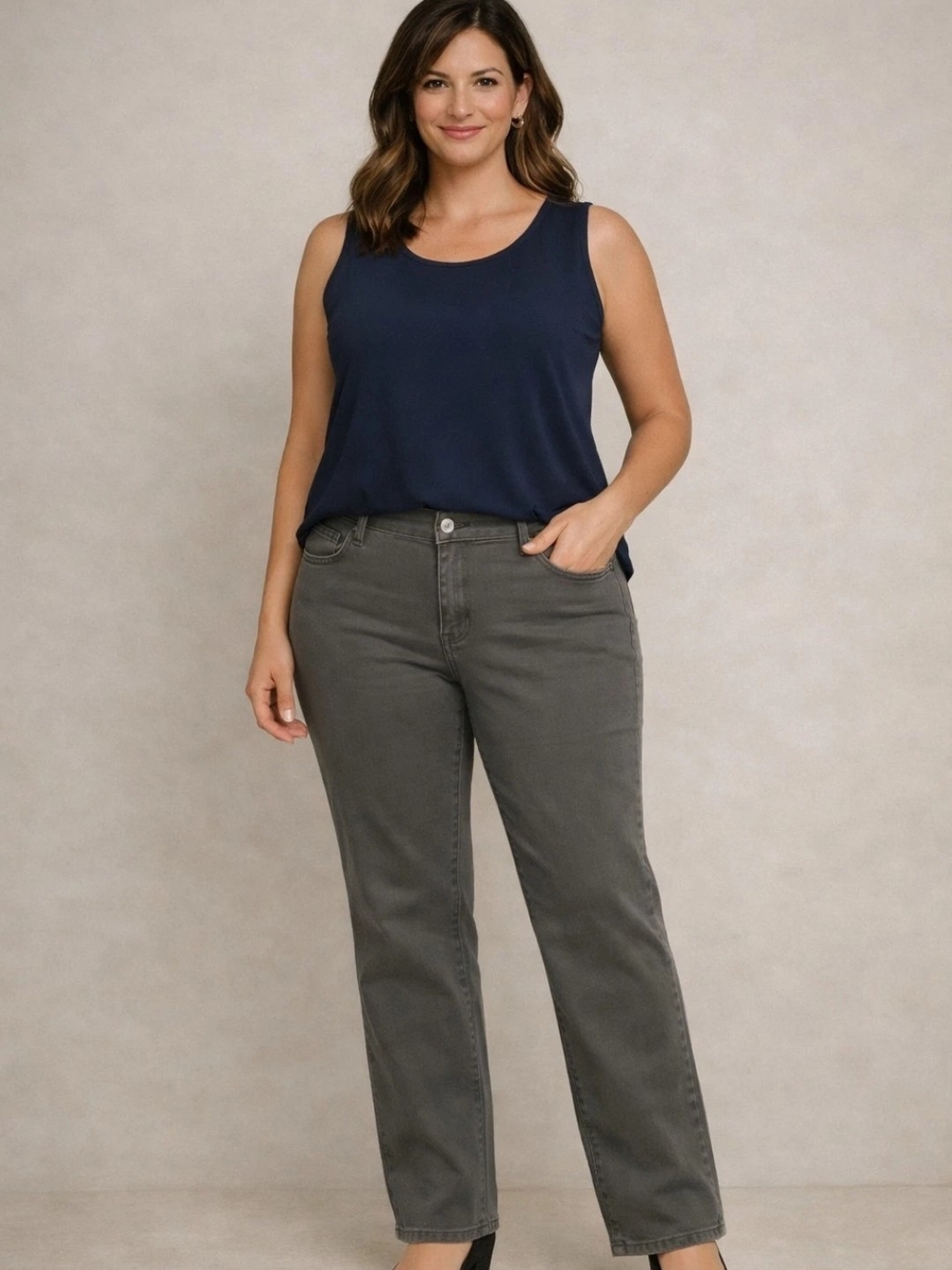 St. John's Bay Straight-Leg Jeans in Charcoal